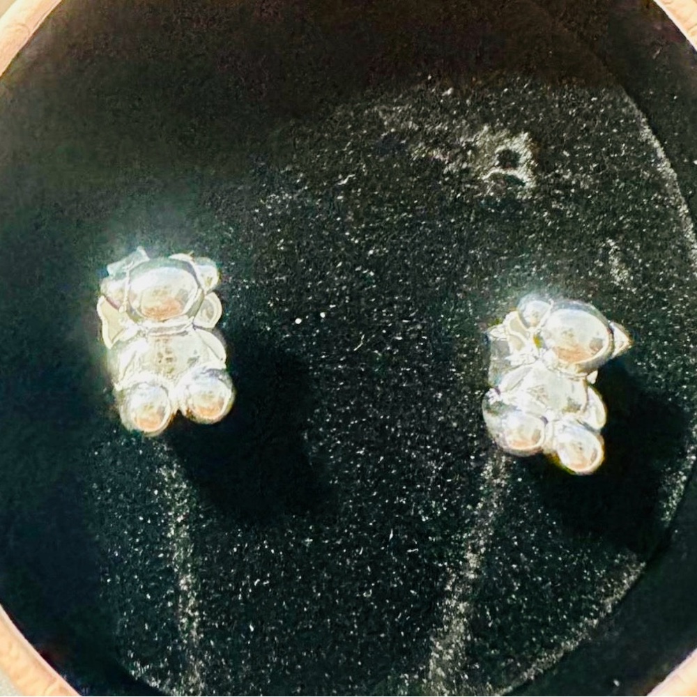 Tous Shiny Silver Bear Earrings